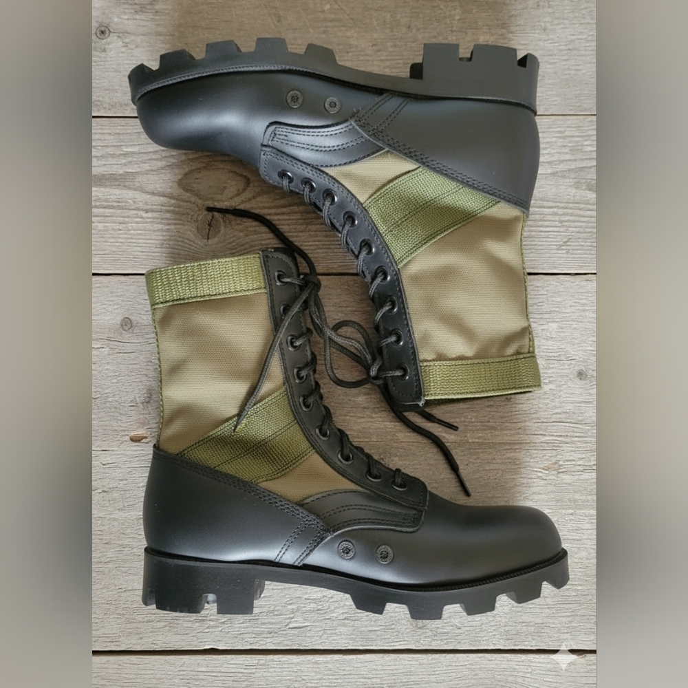 NWOT Rothco Men's Sz 7 Black and Olive Combat Boots Moto Military Camo CLEAN